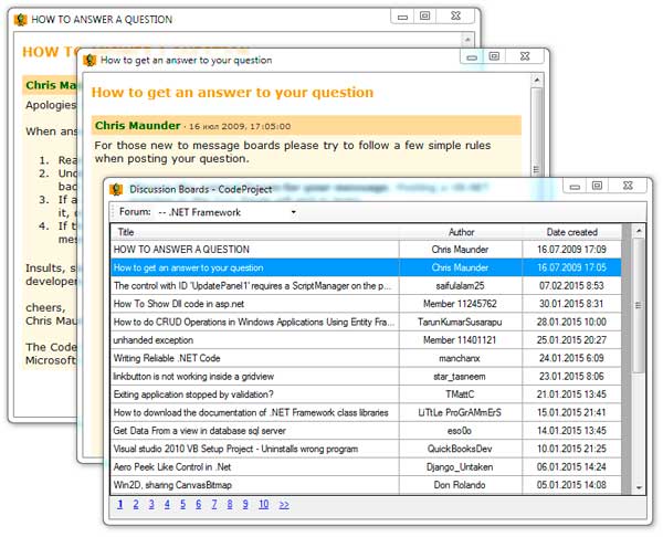 CodeProject forum viewer